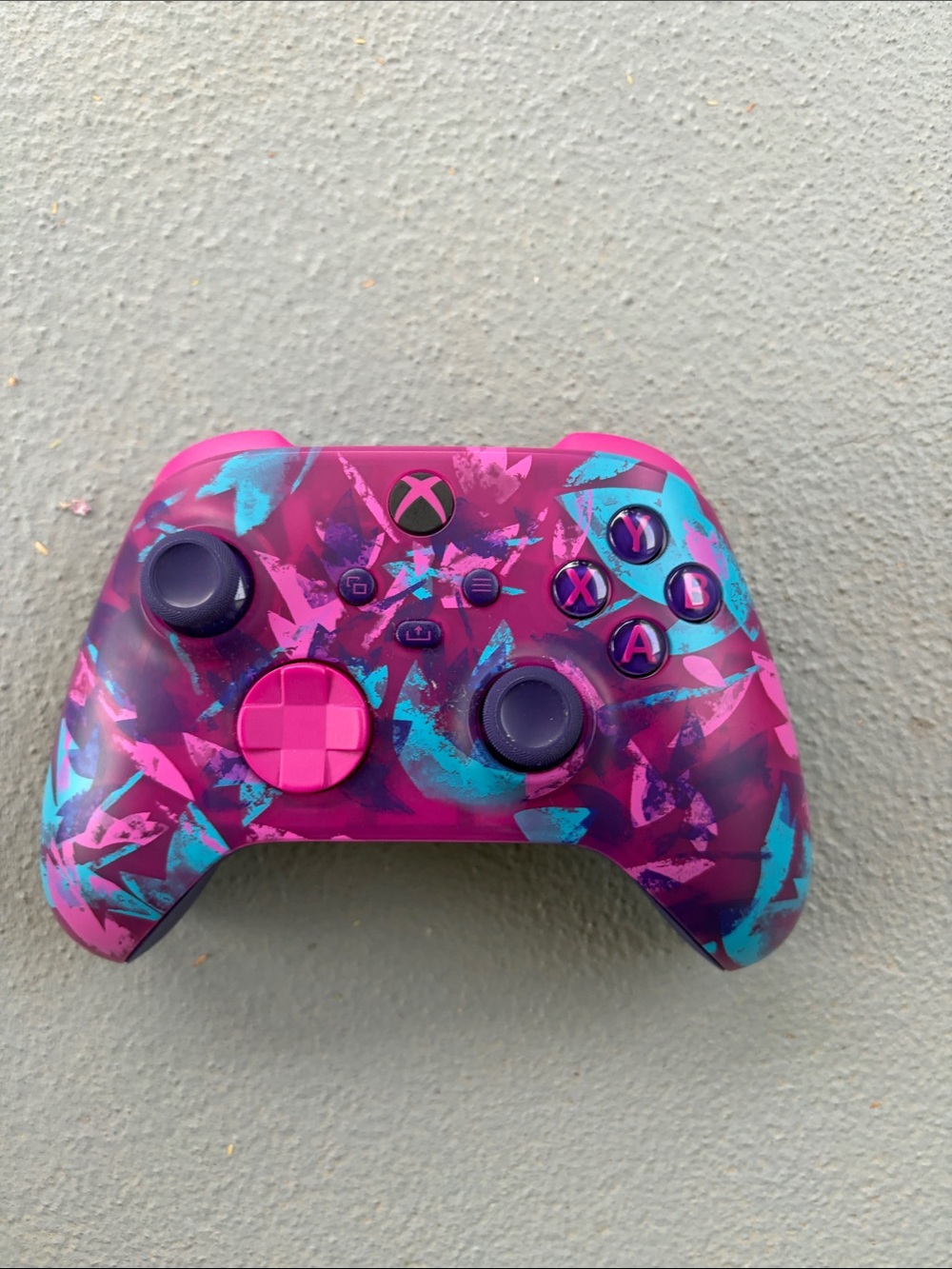 Vibrant Pink & Teal Splash Wireless Game Controller